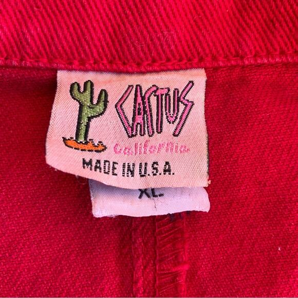 Vintage Red Denim Jean Blazer Jacket with beautiful embellishments XL - Picture 3 of 5